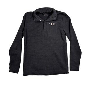Under Armour ColdGear Mens Large Black Snap Mock Neck Pullover Sweater Jacket